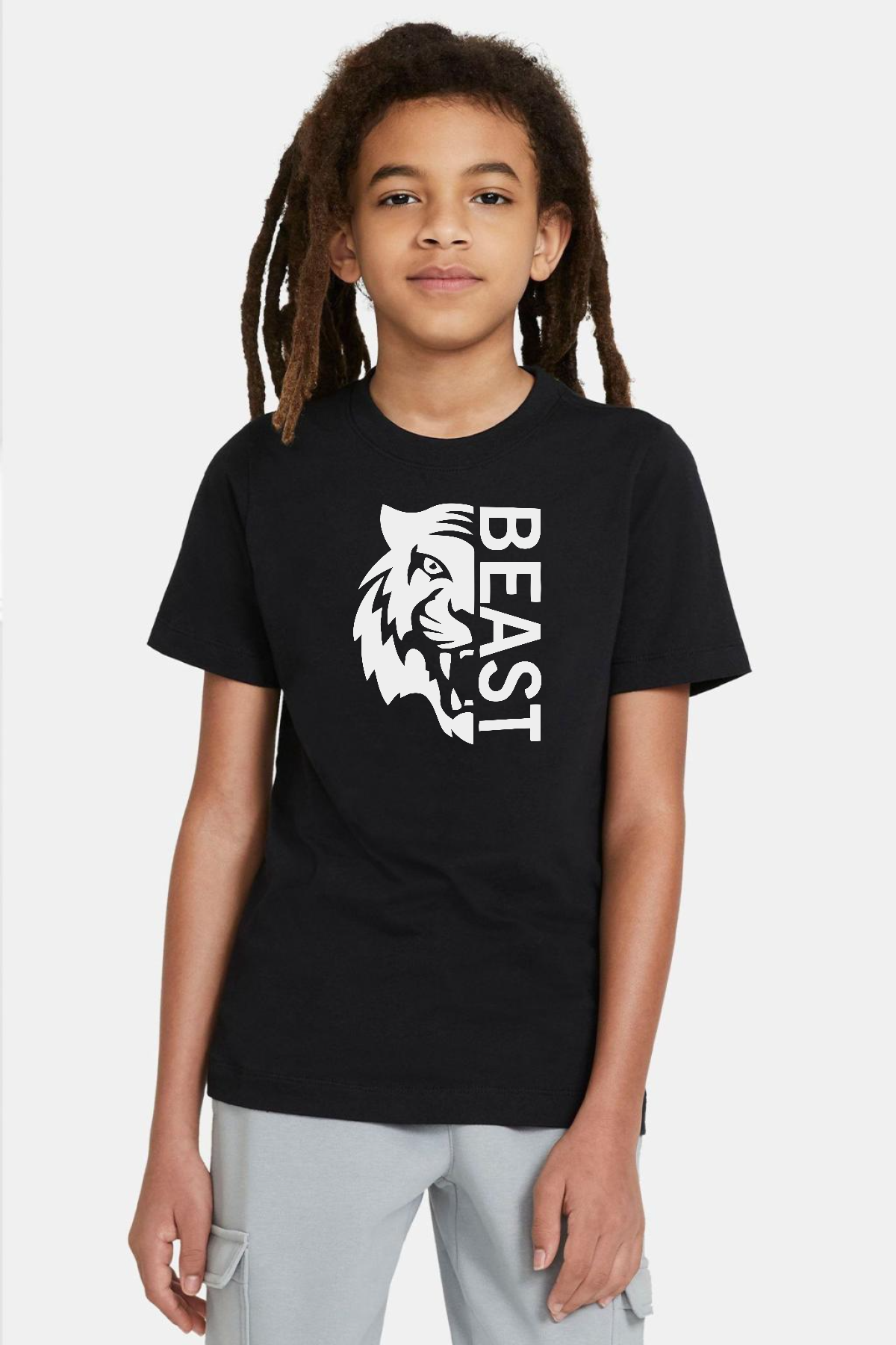 Mr Beast Half Face Siyah Çocuk Tshirt