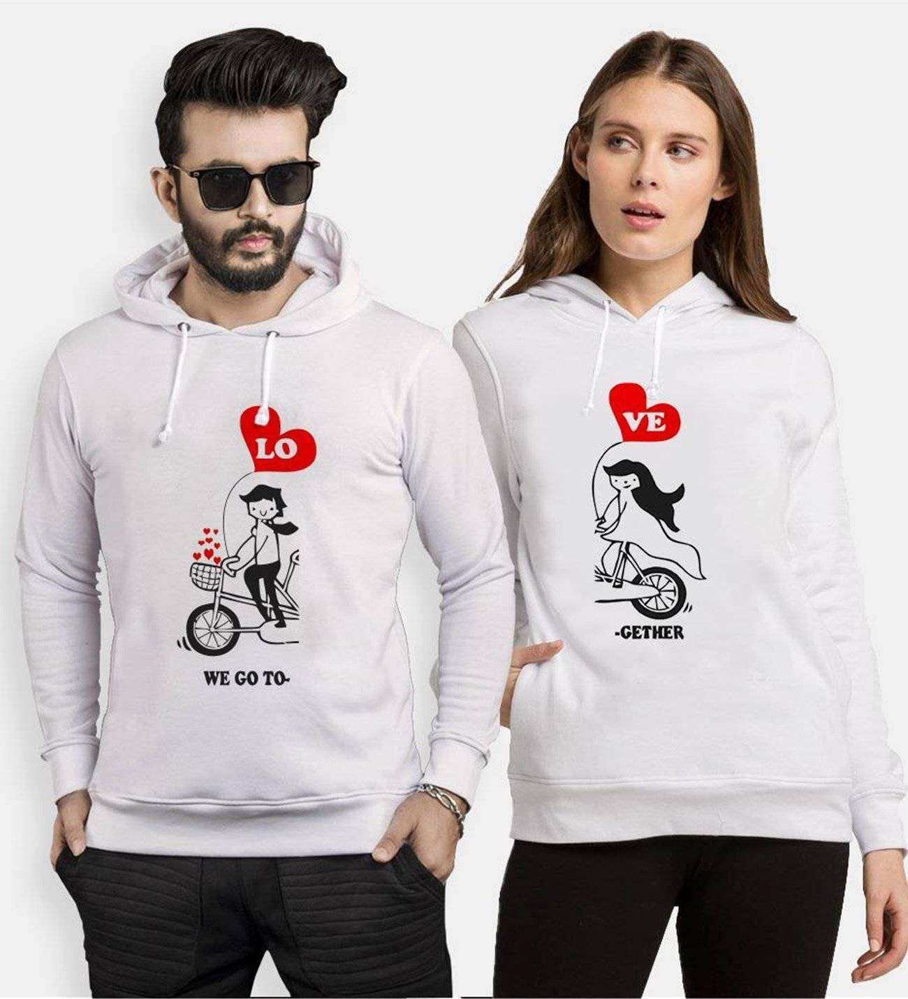 Tshirthane Bisiklet Love Sevgili Kombinleri Kapüşonlu Çift Kombini