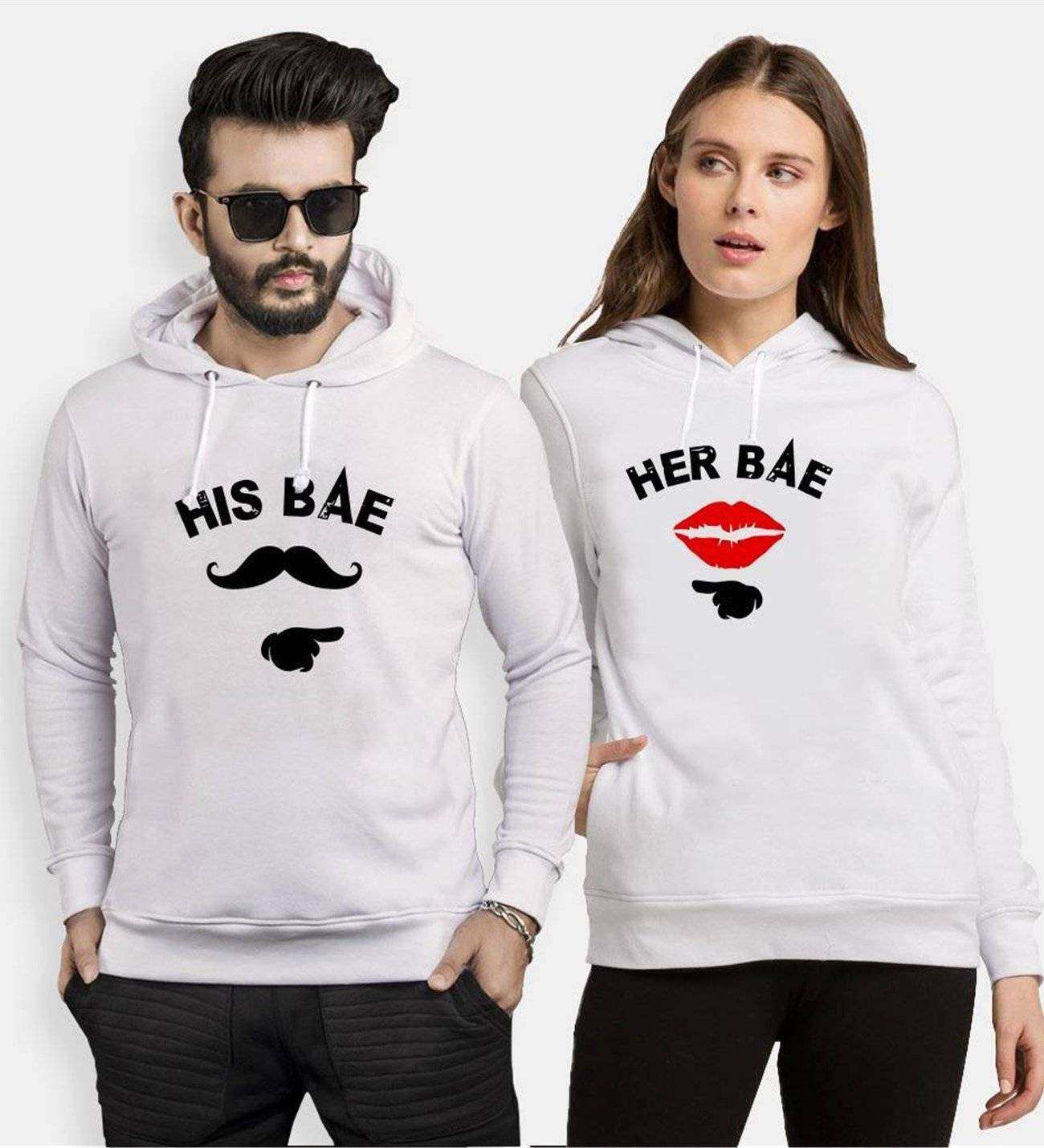 Tshirthane His Bae Her Bae Sevgili Kombinleri Kapüşonlu Çift Kombini