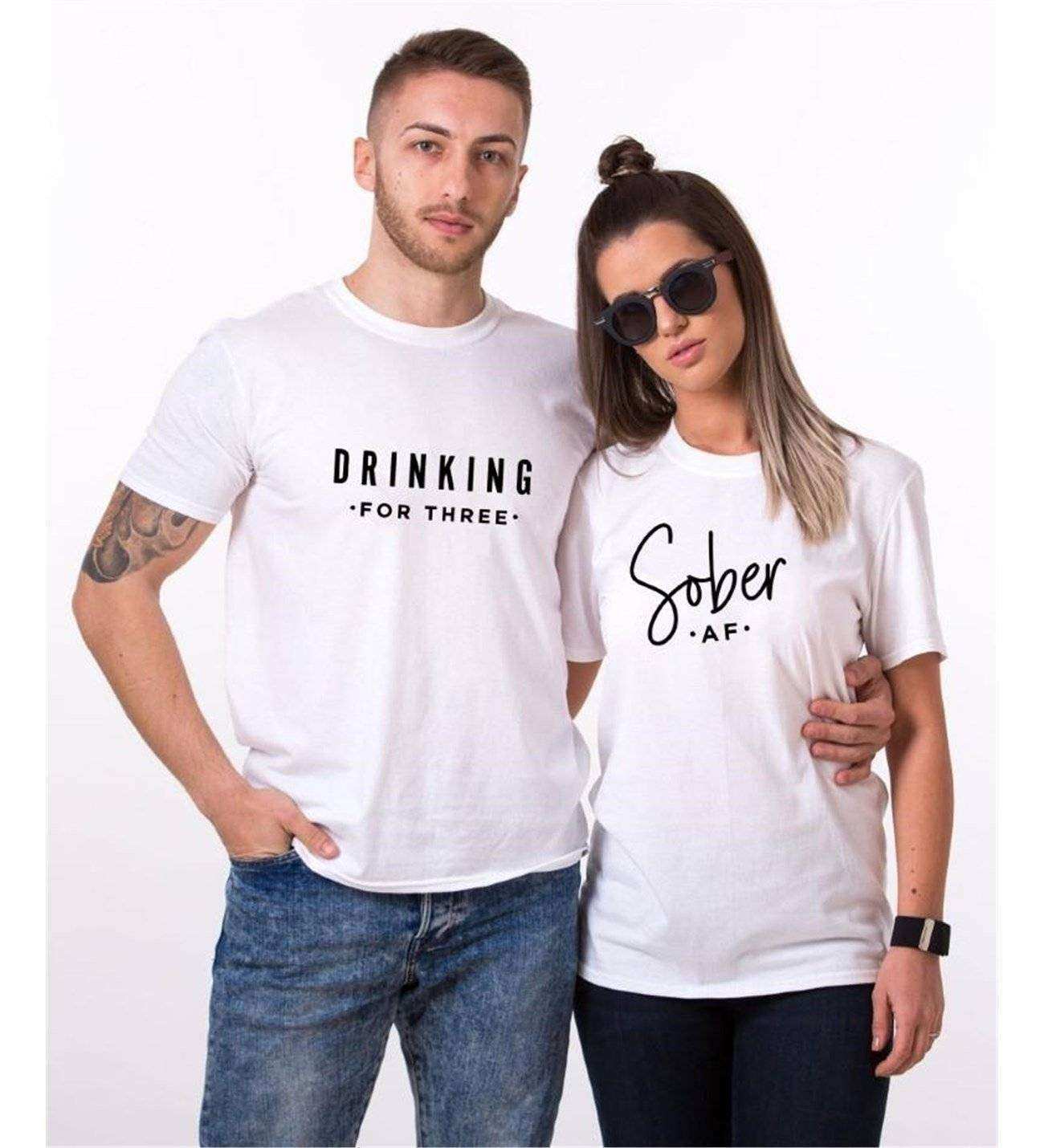 Tshirthane Sober Drinking  Sevgili Kombinleri Tshirt Çift Kombini