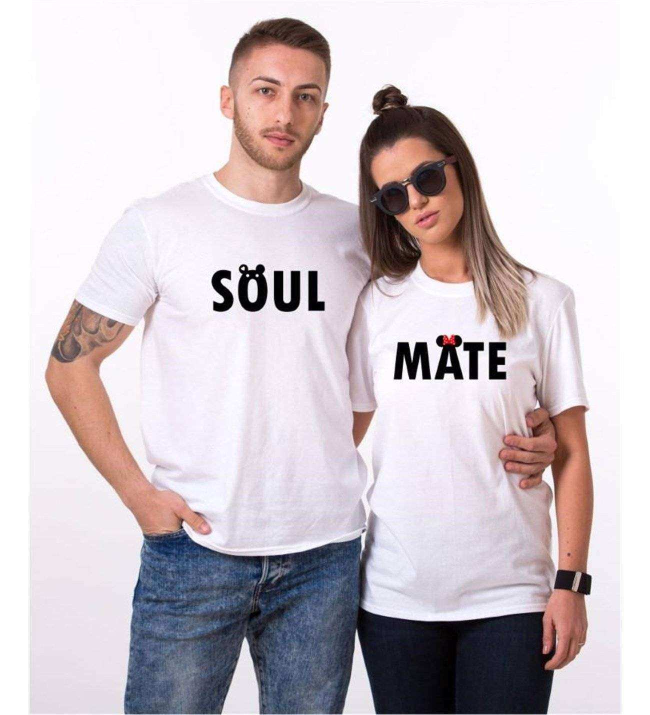 Tshirthane Soul Mate Sevgili Kombinleri Tshirt Çift Kombini