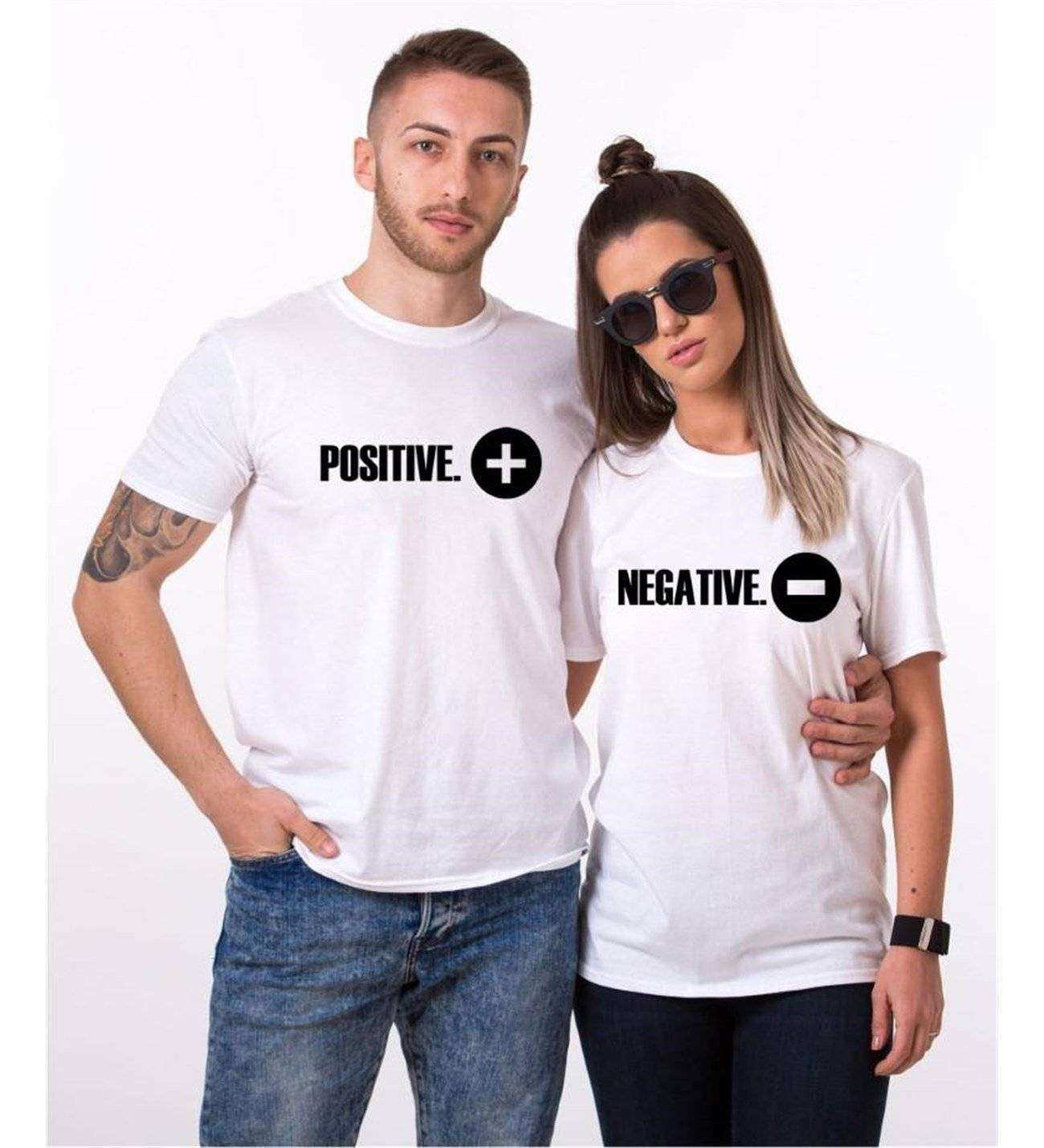 Tshirthane Pozitif Negatif  Sevgili Kombinleri Tshirt Çift Kombini