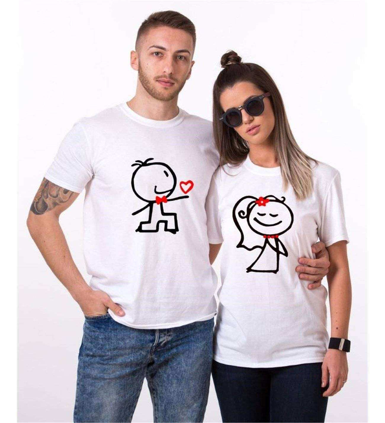 Tshirthane Gelin Damat  Sevgili Kombinleri Tshirt Çift Kombini