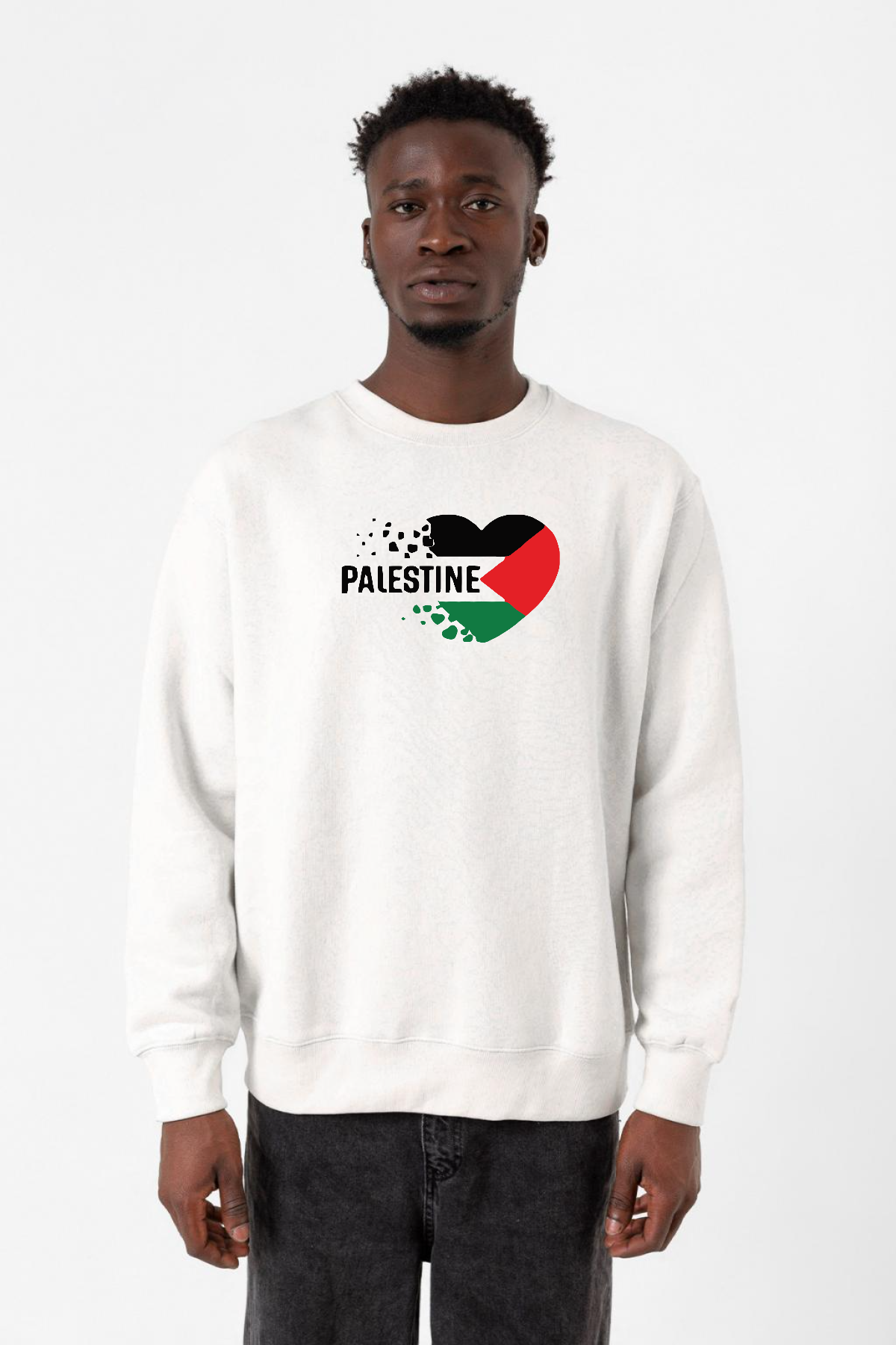 Heart Palestine Flag Beyaz Erkek 2ip Sweatshirt