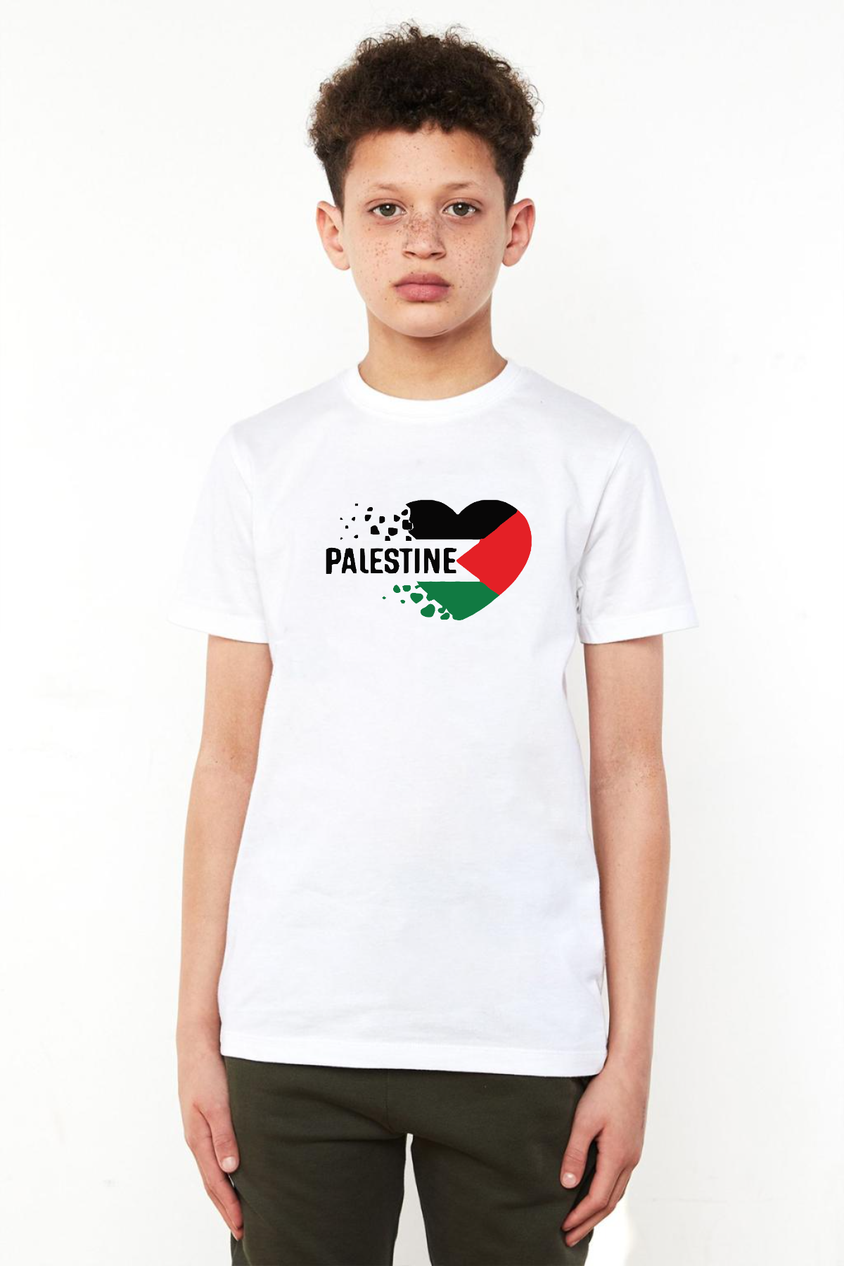 Heart Palestine Flag Beyaz Çocuk Bisikletyaka Tshirt