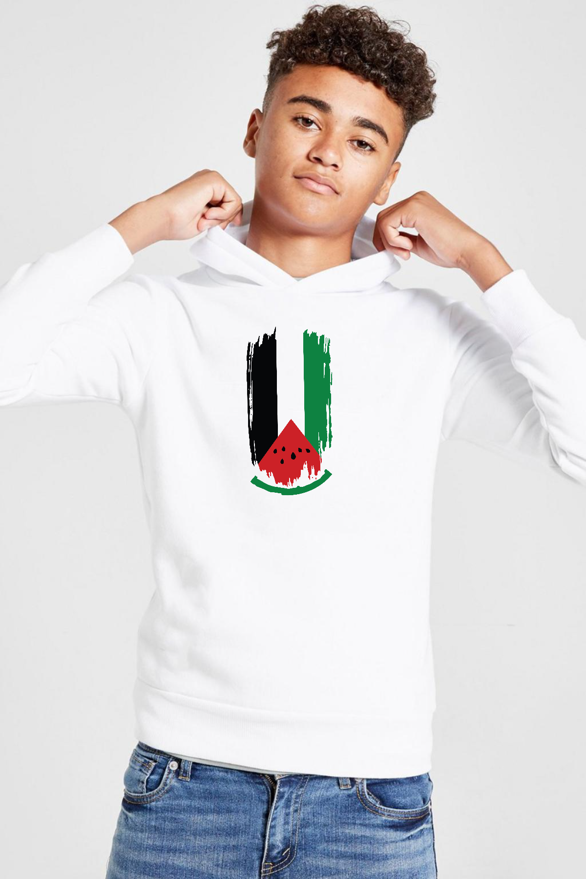 Watermelon Palestine Flag Beyaz Çocuk 3ip Kapşonlu  Sweatshirt