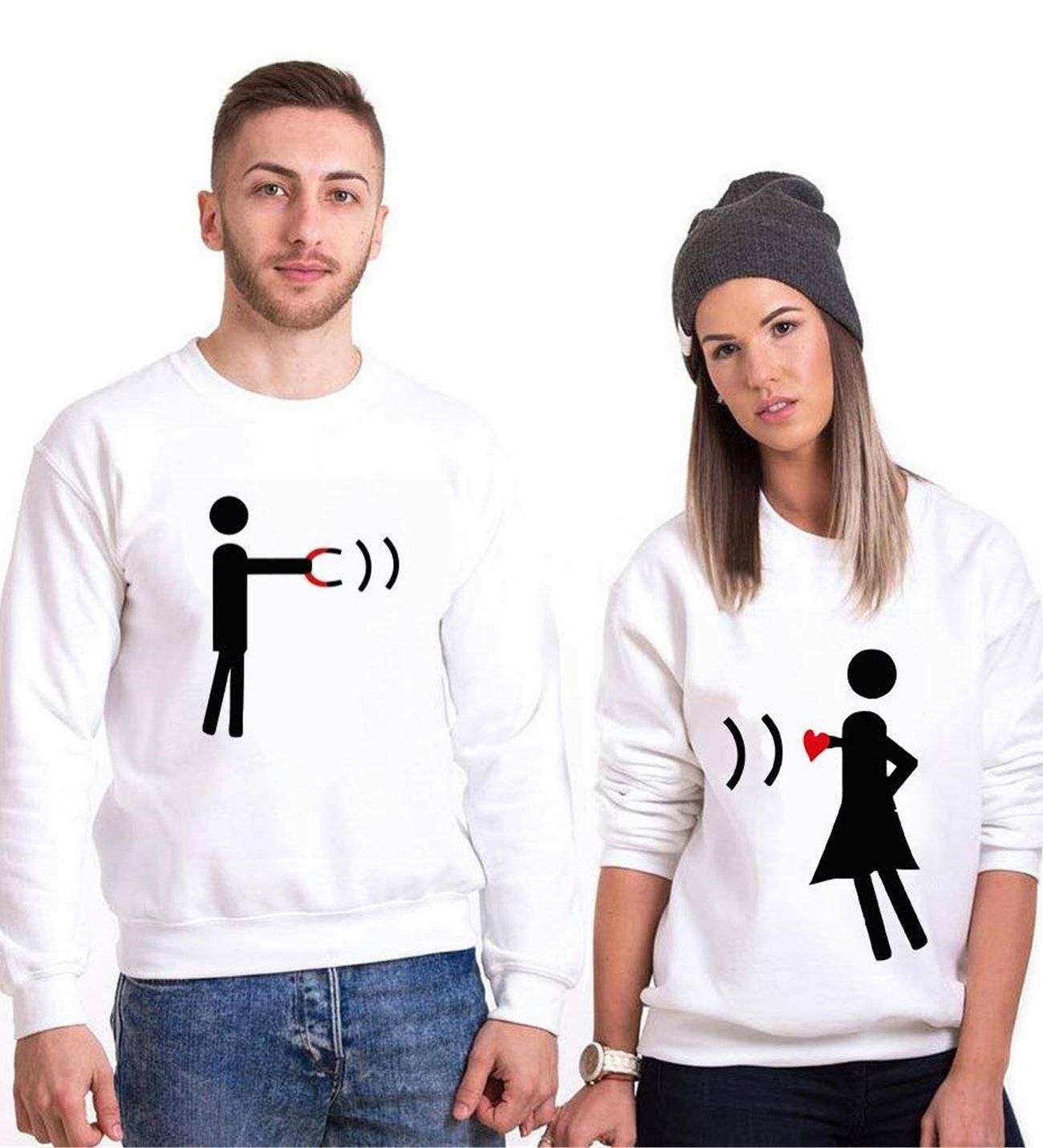 Tshirthane Magnet Heart  Sevgili Kombinleri Sweatshirt Kombini