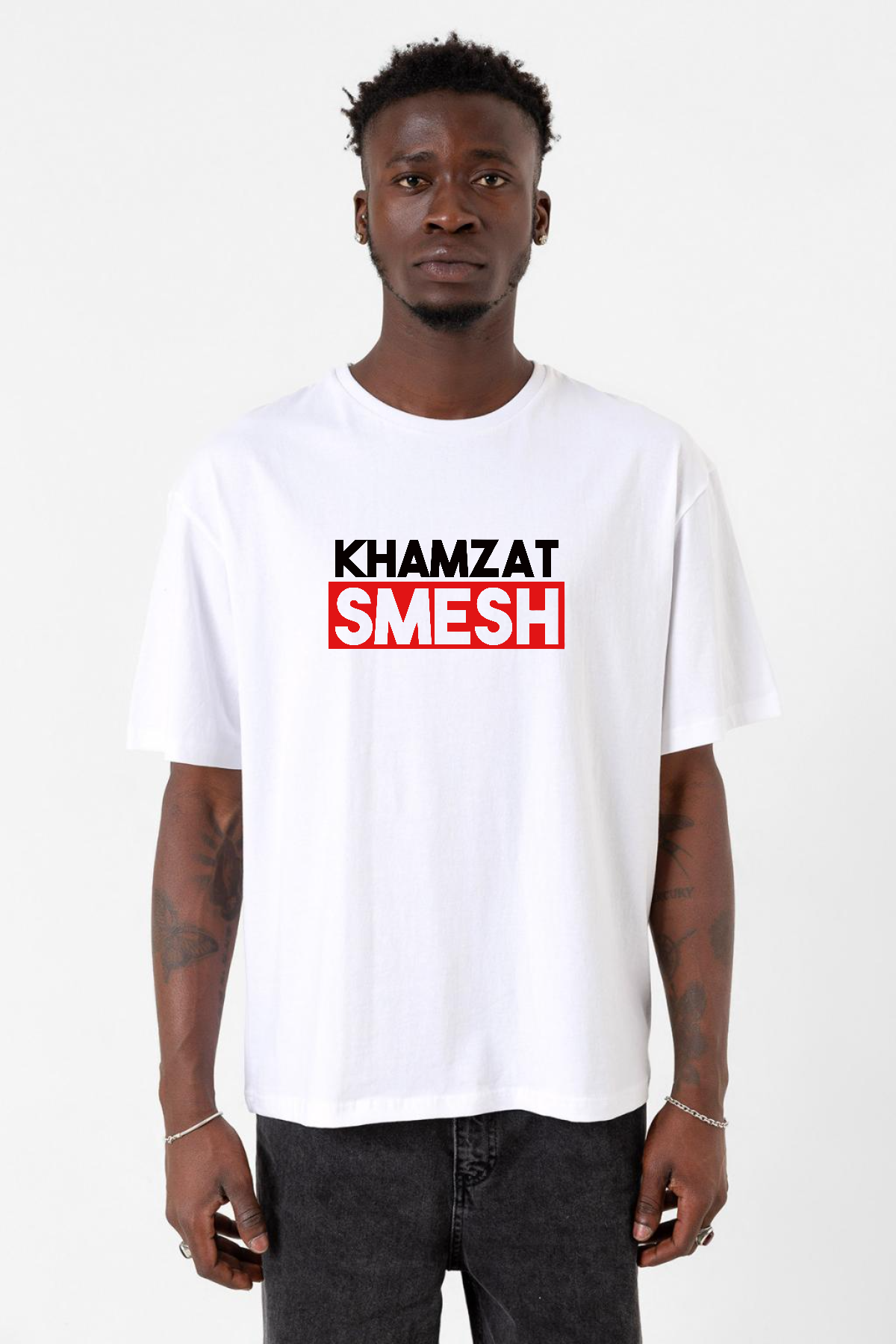 Khamzat Chimaev Smesh Beyaz Erkek Oversize Tshirt