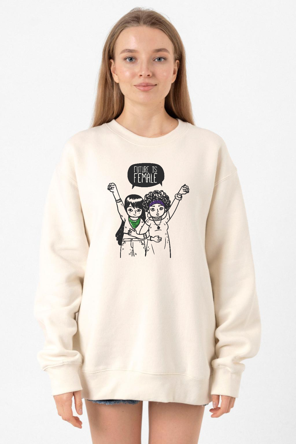 Future is Female Ekru Kadın 2ip Sweatshirt