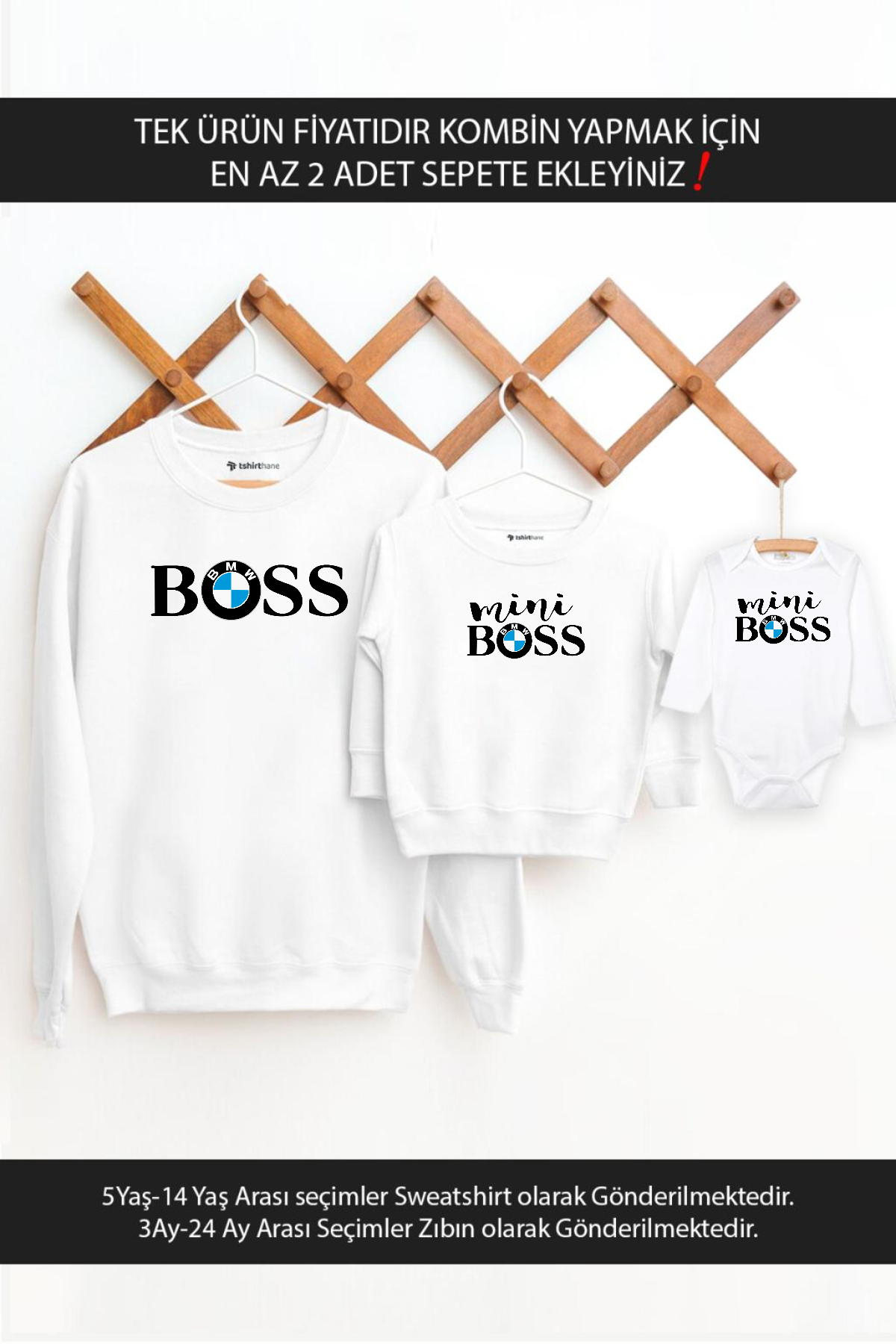 Boss Mini Boss Bmw Baba Oğul Kız (TEK ÜRÜN FİYATIDIR KOMBİN İÇİN EN AZ 2 ADET SEPETE EKLEYİNİZ)