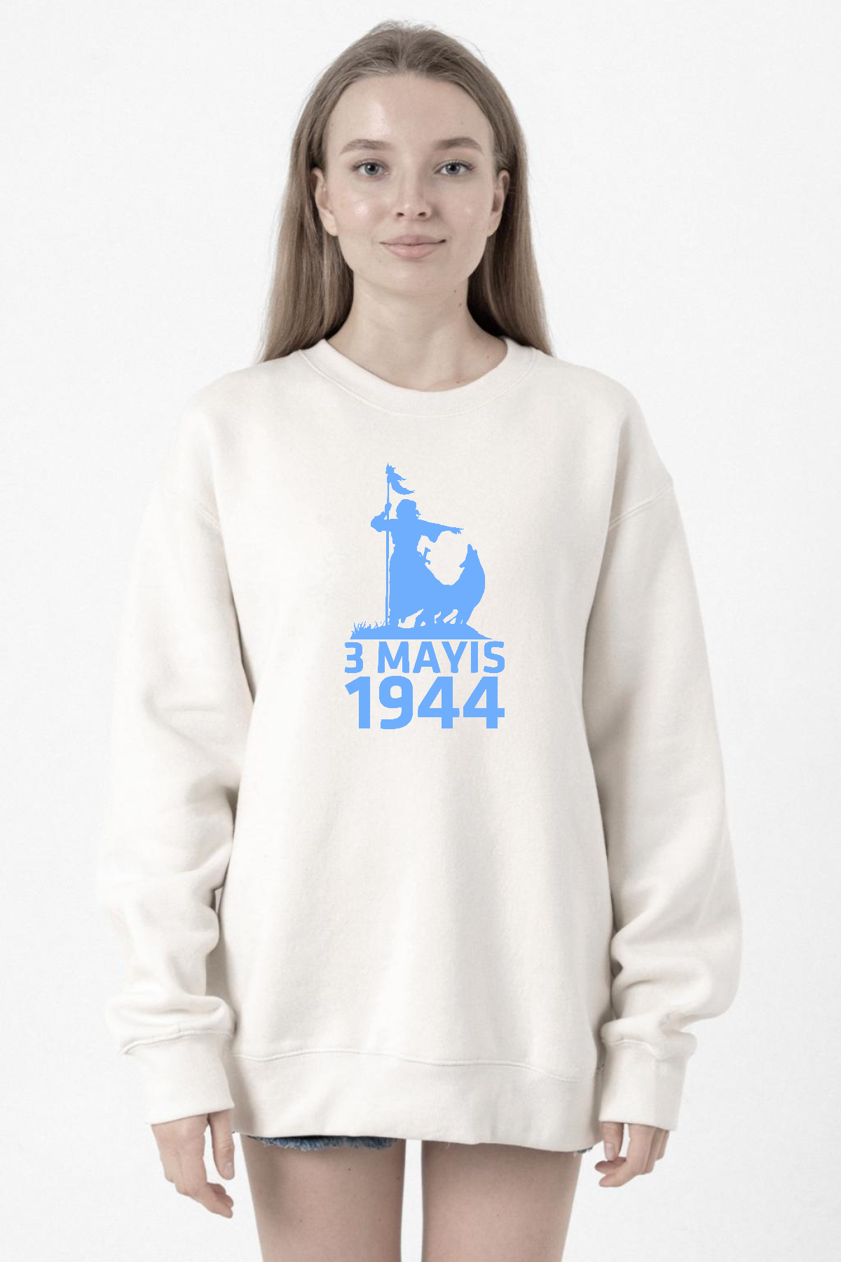 3 Mayıs Türkçülük Günü Beyaz Kadın 2ip Sweatshirt