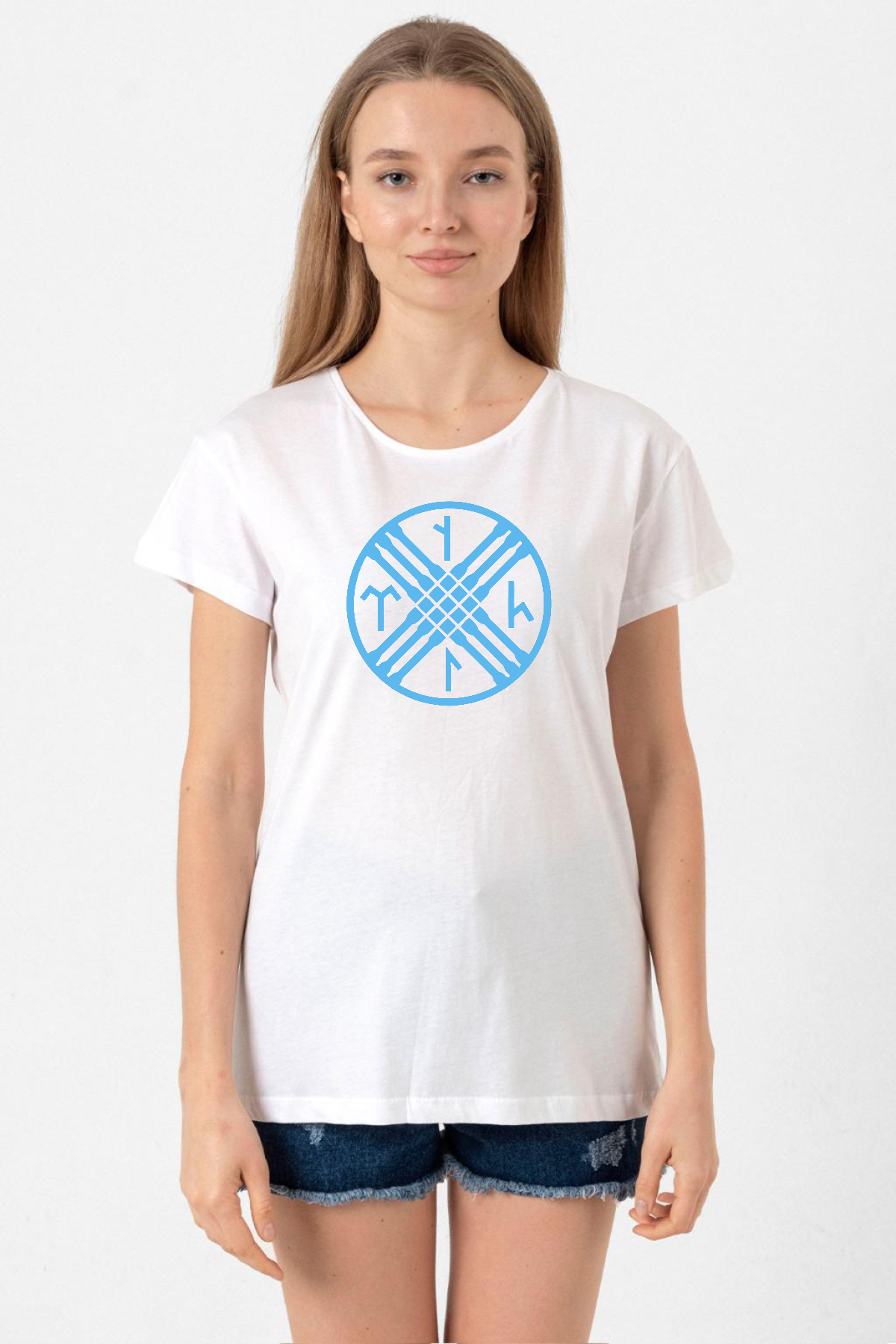 Tengri Tamga Beyaz Kadın Bisikletyaka Tshirt