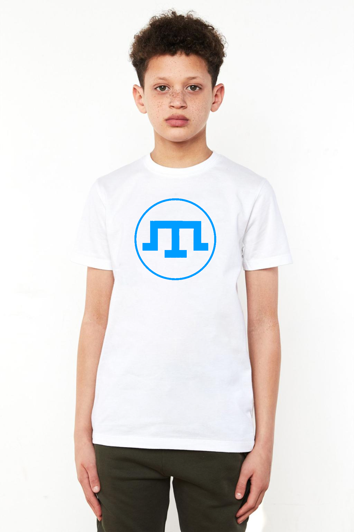 Kırım Tatar Tamga Beyaz Çocuk Bisikletyaka Tshirt