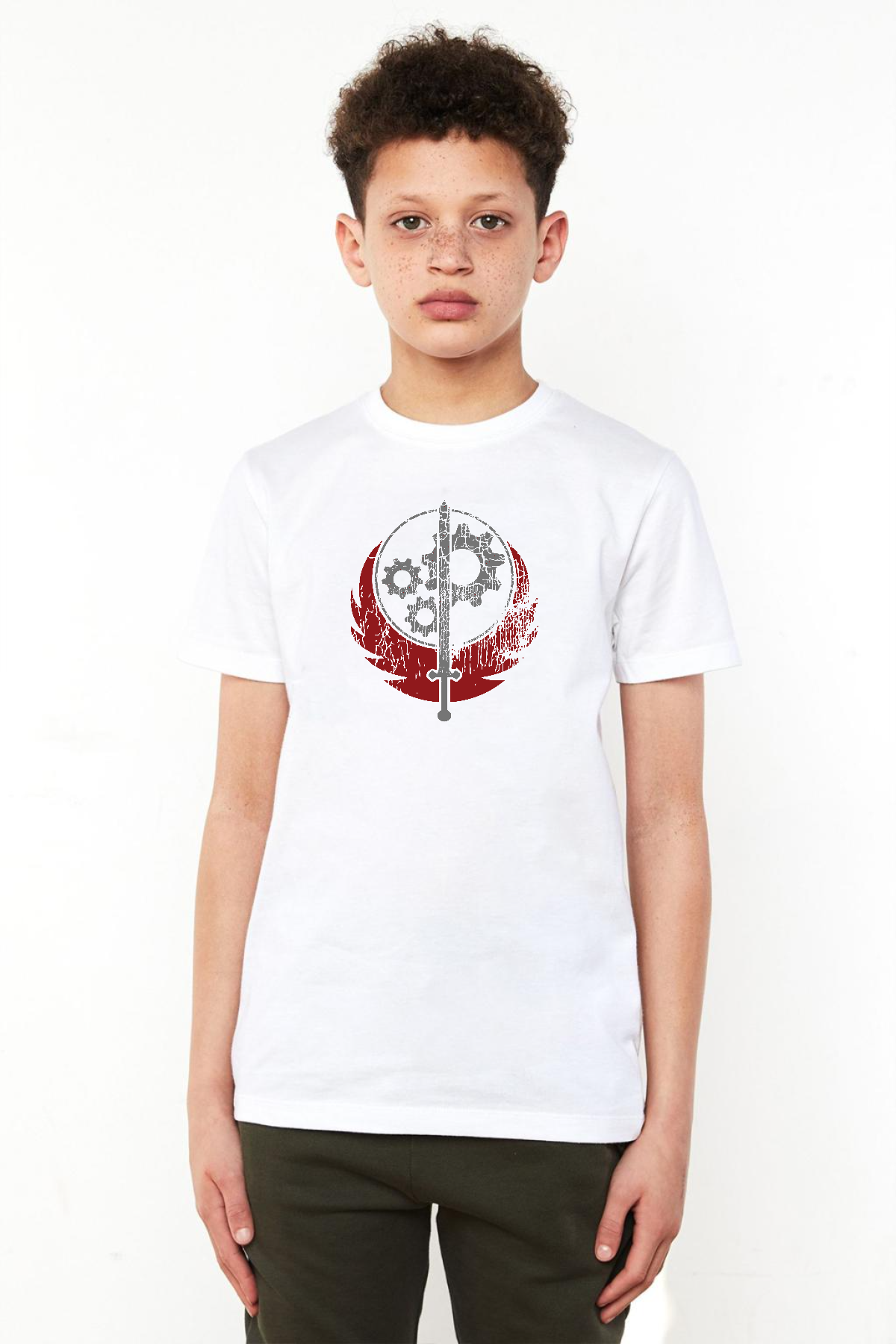 Fallout Worn Appalachian Brotherhood Beyaz Çocuk Bisikletyaka Tshirt