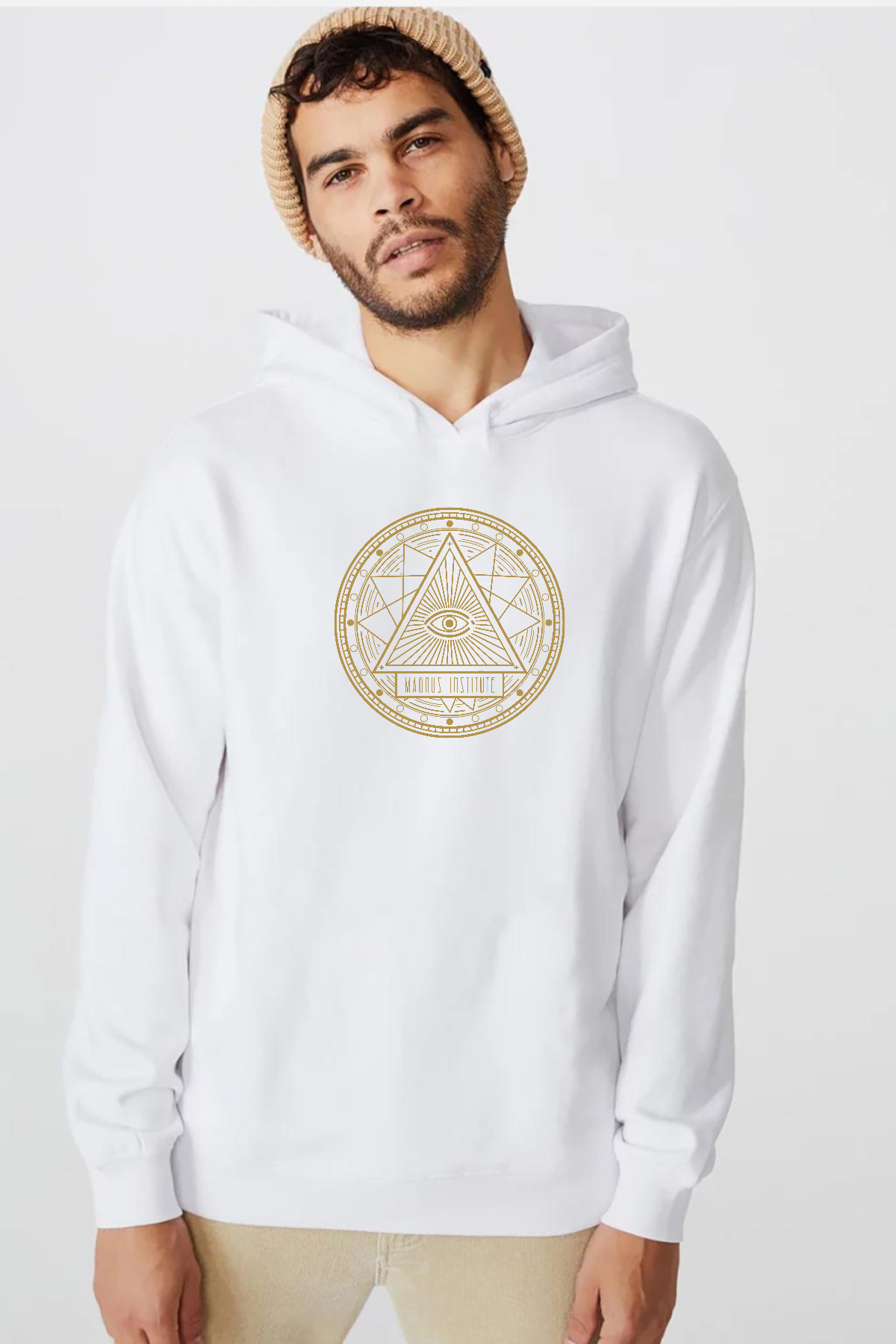 3 Body Problem Magnus Institute Beyaz Erkek 3ip Kapşonlu  Sweatshirt