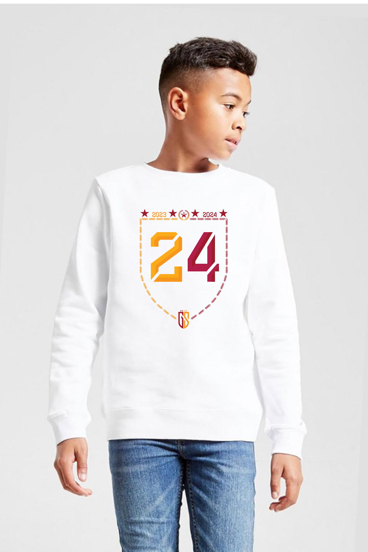 24 Şampiyonluk Beyaz Çocuk 2ip Sweatshirt