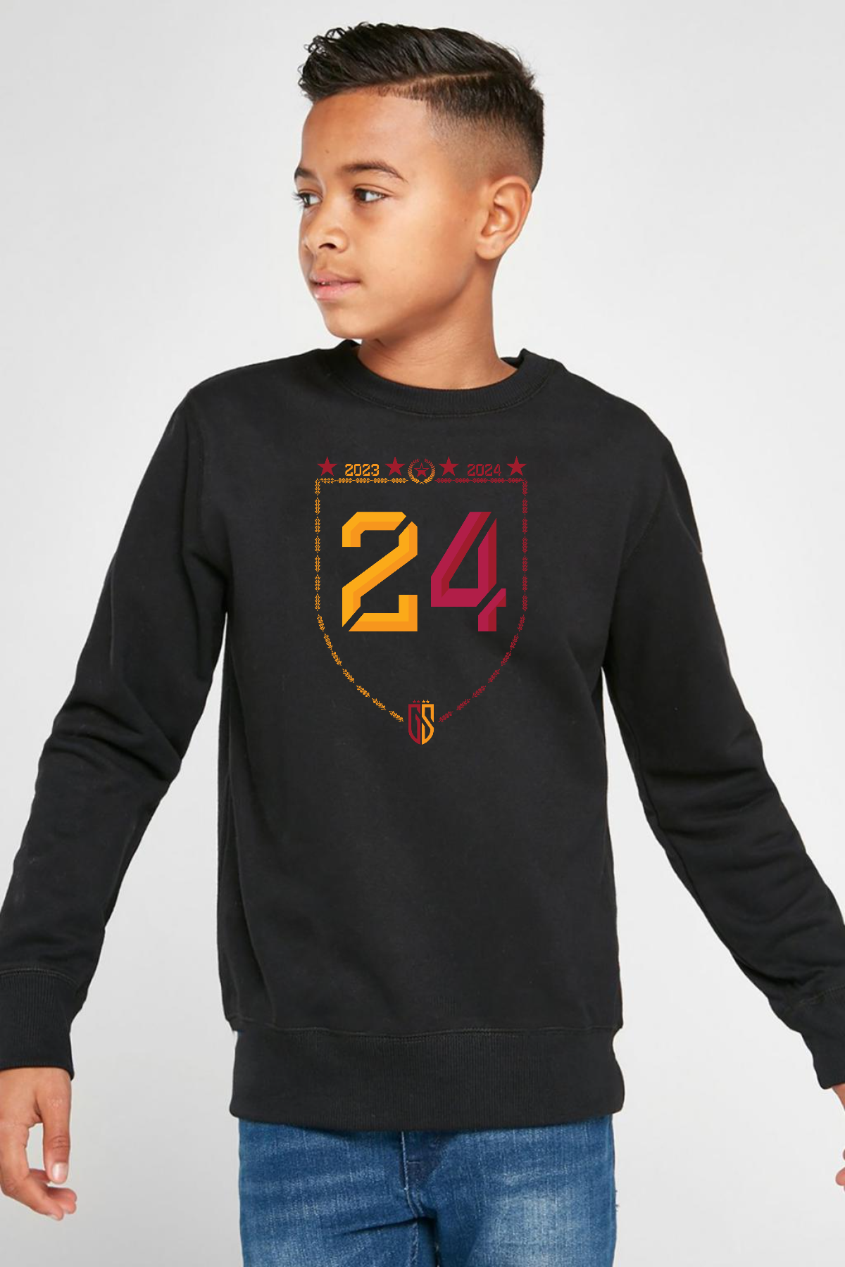 24 Şampiyonluk Siyah Çocuk 2ip Sweatshirt