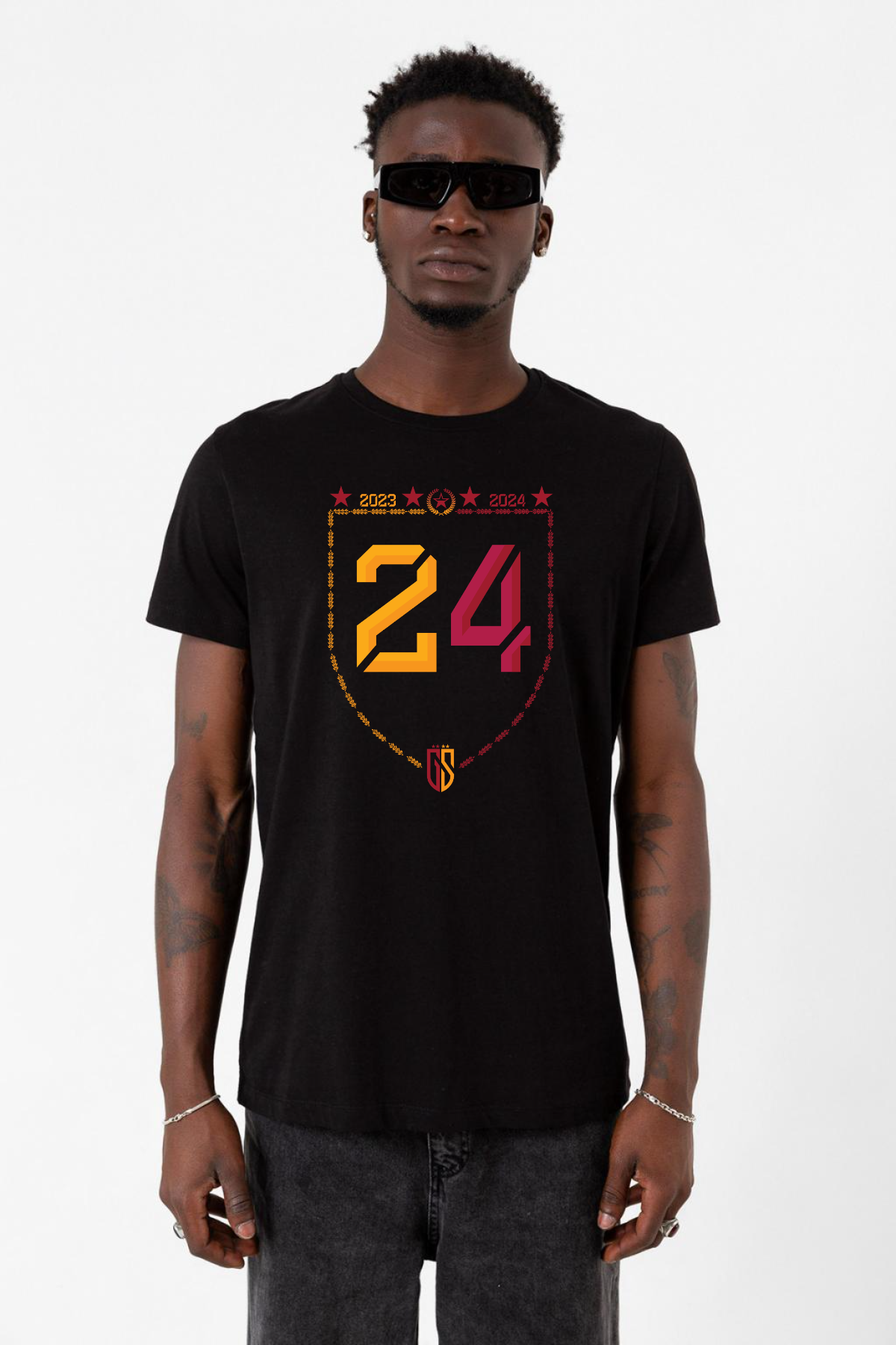 24 Şampiyonluk Siyah Erkek Tshirt