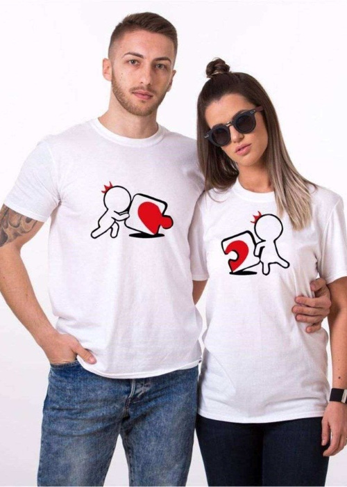 Tshirthane Puzzle Heart Sevgili Kombinleri Tshirt Kombini