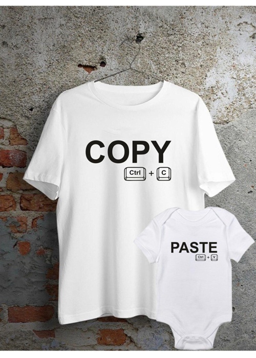 Copy Paste Baba Oğul Kız Tişört Zıbın Kombini