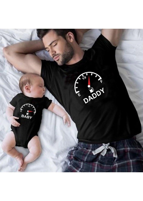 Daddy Baby Benzin Baba Oğul Kız Tişört Zıbın Kombini
