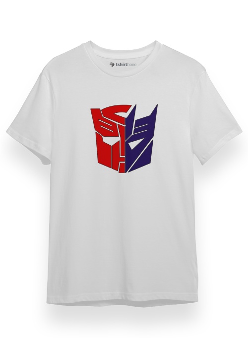 Transformers Autobots And Decepticons Beyaz Kısa kol Erkek Tshirt