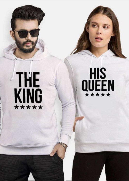 Tshirthane The King The Queen Sevgili Kombinleri Kapüşonlu Çift Kombini