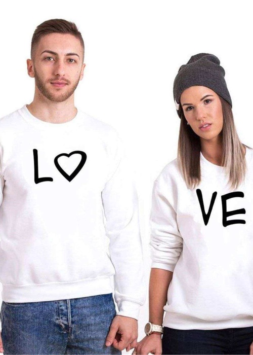 Tshirthane Lo Ve Kalp Sevgili Kombinleri Sweatshirt Çift Kombini