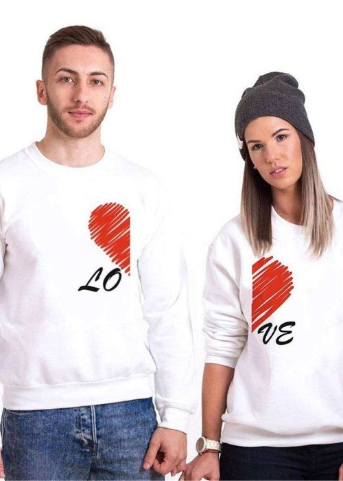 Tshirthane Lo Ve Çizgi Sevgili Kombinleri Sweatshirt Çift Kombini
