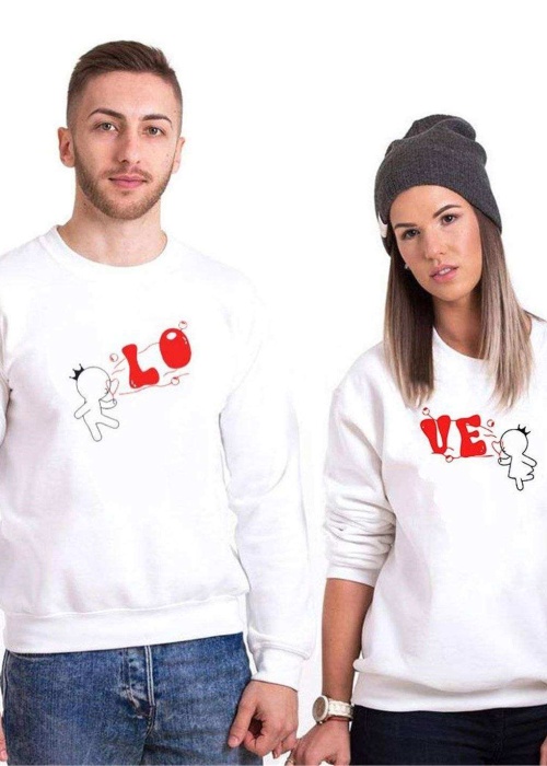 Tshirthane Lo Ve Balon Sevgili Kombinleri Sweatshirt Çift Kombini