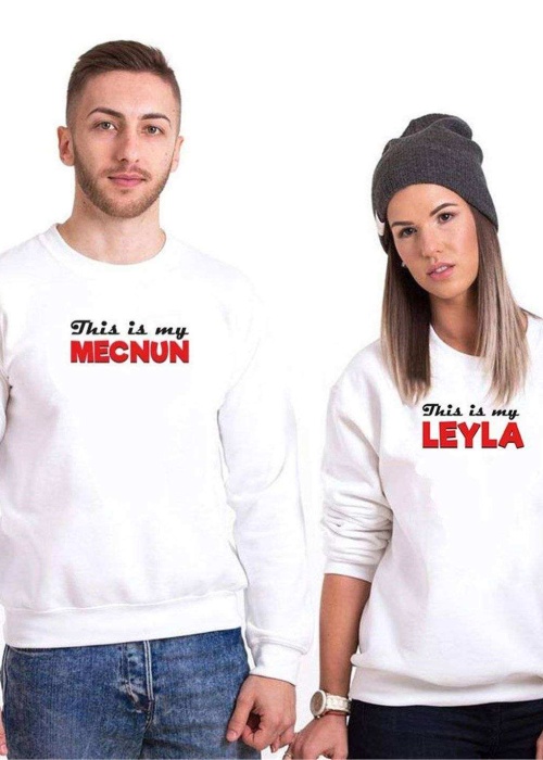 Tshirthane Leyla Mecnun Erkek Sevgili Kombinleri Sweatshirt Çift Kombini