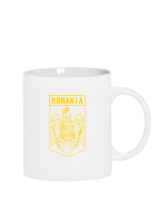Romania Coat Arms Beyaz Kupa Bardak