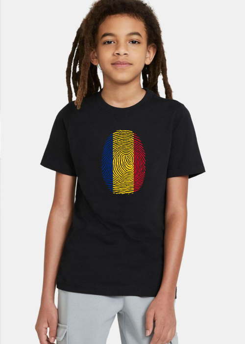 Romania Fingerprint Siyah Çocuk Tshirt