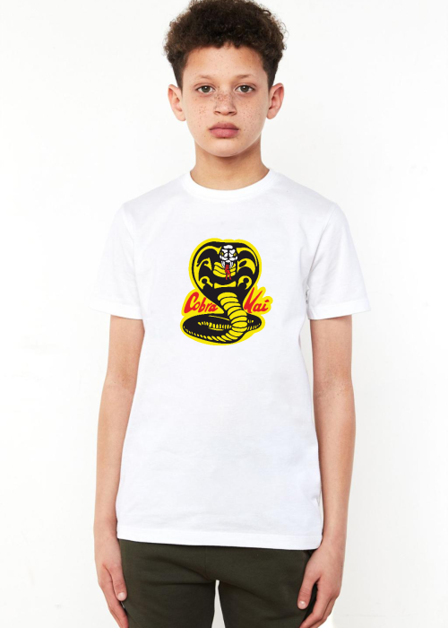 Cobra Kai Logo Beyaz Çocuk Bisikletyaka Tshirt