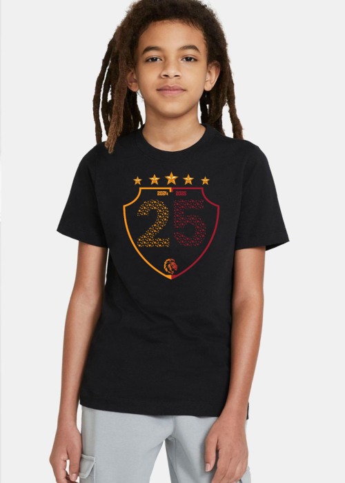 25 Şampiyonluk Shield Siyah Çocuk Tshirt