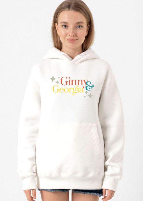 Ginny & Georgia Lettern Beyaz Kadın 3ip Kapşonlu Sweatshirt