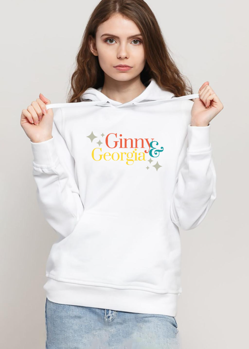 Ginny & Georgia Lettern Beyaz Kadın 3ip Kapşonlu Sweatshirt