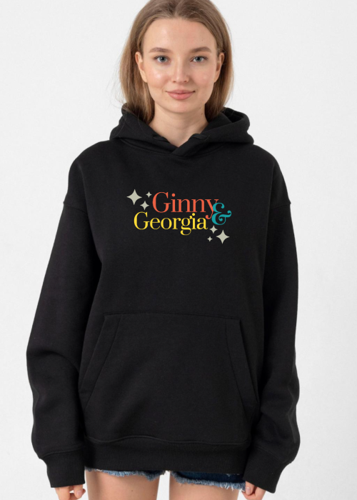 Ginny & Georgia Lettern Siyah Kadın 3ip Kapşonlu