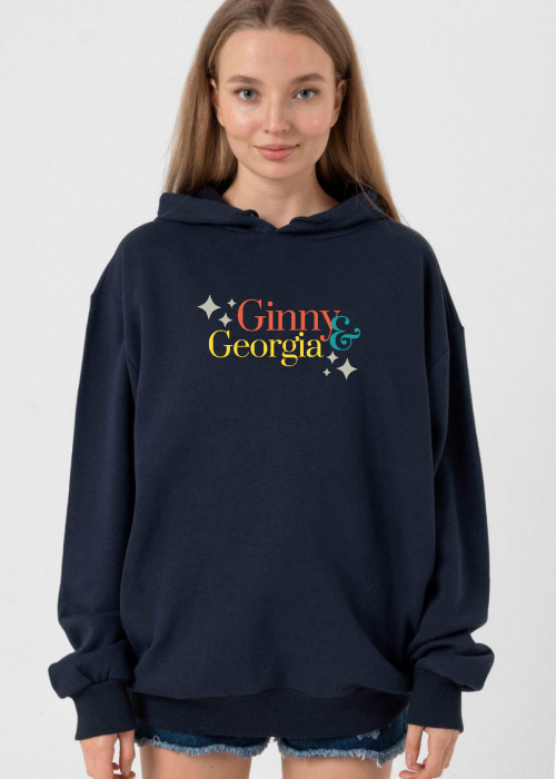 Ginny & Georgia Lettern Lacivert Kadın 3ip Kapşonlu