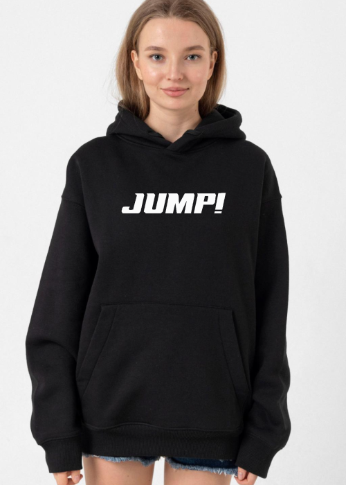 Blackpink Jump Basic Logo Siyah Kadın 3ip Kapşonlu