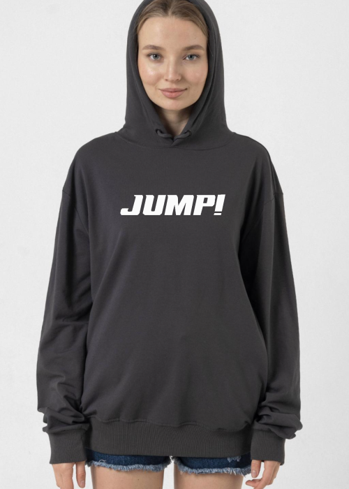 Blackpink Jump Basic Logo Füme Kadın 2ip Kapşonlu