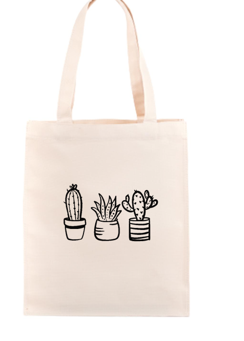 Kaktüsler Ham Bez Çanta