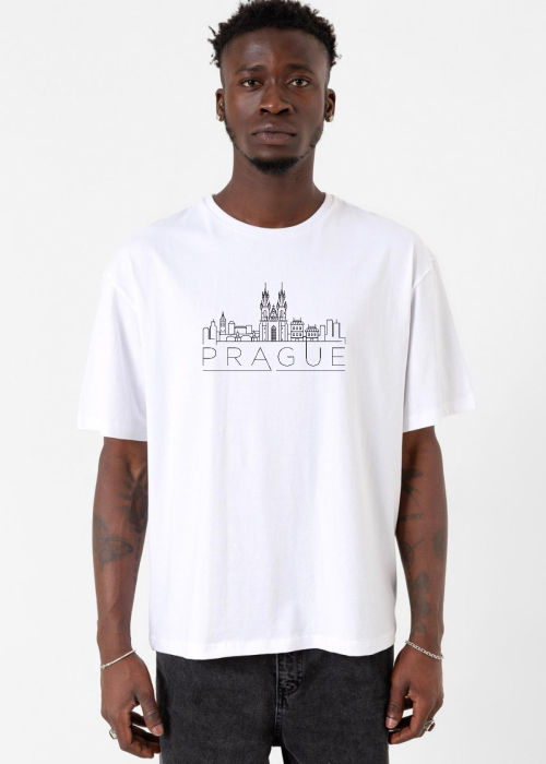Prag Silhouette Beyaz Erkek Oversize Tshirt