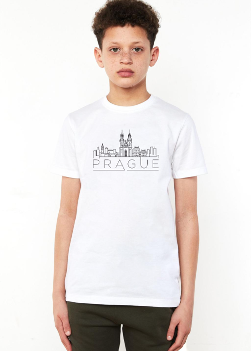 Prag Silhouette Beyaz Çocuk Bisikletyaka Tshirt