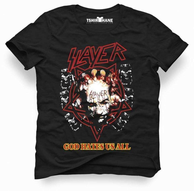 Tshirthane Slayer God Hates Us All Rock Metal Müzik Baskılı Erkek t-shirt
