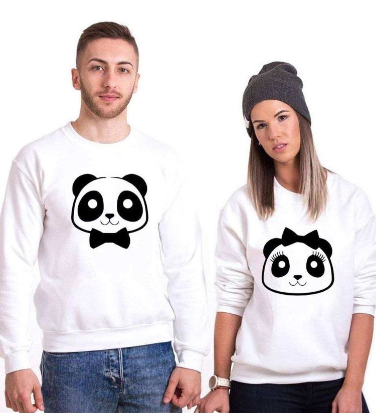 Tshirthane Panda Kurdele Papyon Sevgili Kombinleri Sweatshirt Kombini