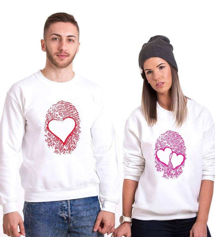 Tshirthane Parmak İzi Kalp Sevgili Kombinleri Sweatshirt Kombini