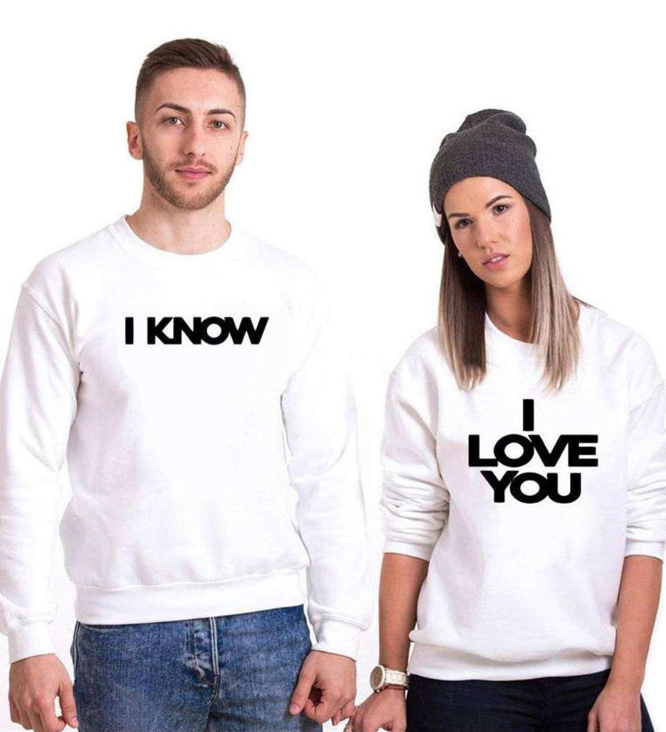 Tshirthane I Love You I Know Sevgili Kombinleri Sweatshirt Kombini