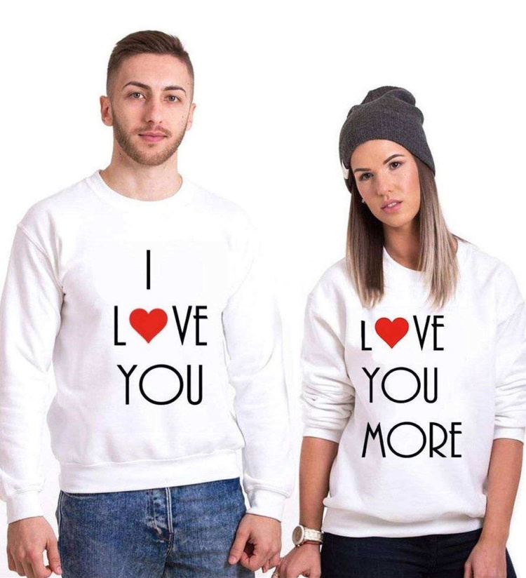 Tshirthane I Love You I Love More Sevgili Kombinleri Sweatshirt Kombini