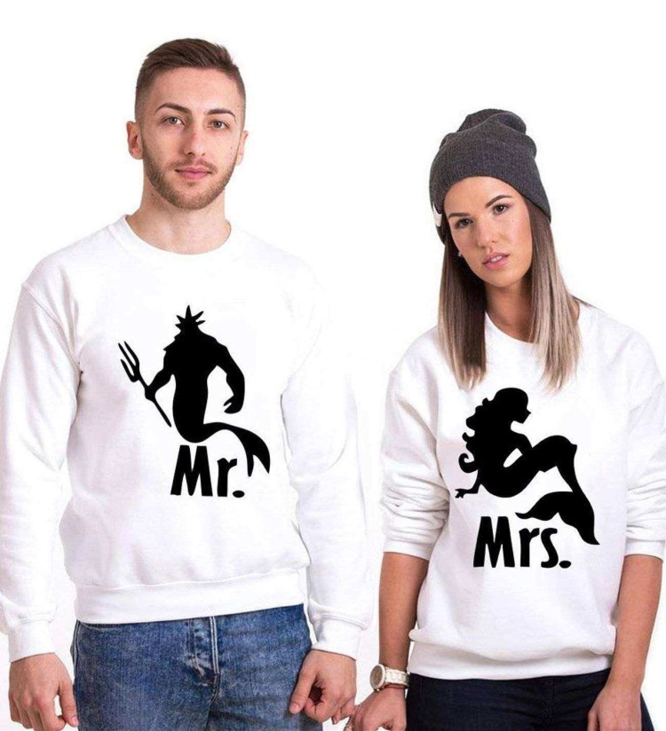 Tshirthane Mr. Mrs. Poseidon  Sevgili Kombinleri Sweatshirt Kombini